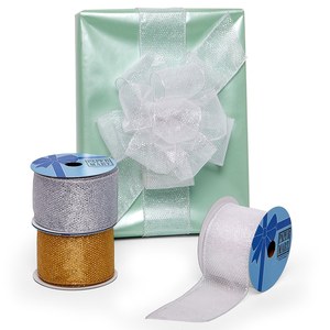 Mini/Micro Metallic Dots on Wired Ribbon Luxury Handmade Organza & Polyester Stretch Loop for Wedding Decorations PP Material - Product Image 1