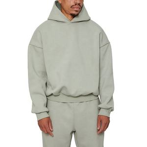 Hombres 100% algodón gota hombro sudaderas con capucha logotipo personalizado en blanco Sudadera con capucha de gran tamaño doble peso pesado Sudadera con capucha para los hombres - Product Image 1