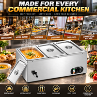 Bain-marie électrique commercial en acier inoxydable 220V 1500W, trois bacs, grande capacité 15L pour hôtels et restaurants