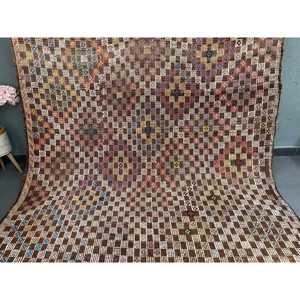 Turkish Vintage Rug 6.2x10.5 ft, Kilim <b>Brown</b> Floral <b>Wool</b> Rug - Product Image 2