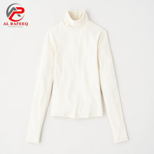 Suéter informal de invierno ajustado para mujer Suéter de punto de costillas de cuello alto con logotipo Jersey cálido de color sólido - Product Image 1