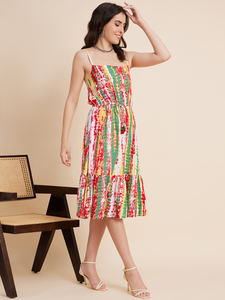Vestido midi sin mangas de rayón multicolor estilo indio Ramas Kurtis, elegante, estampado, antiarrugas, para mujer, ideal para verano, éxito de ventas. - Product Image 2