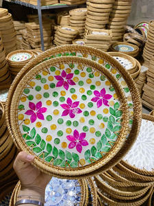 ถาดหวายสำหรับช่างฝีมือพร้อมดีไซน์แบบฝังงานฝีมือทำจากไม้ไผ่รักษ์โลก - Product Image 5