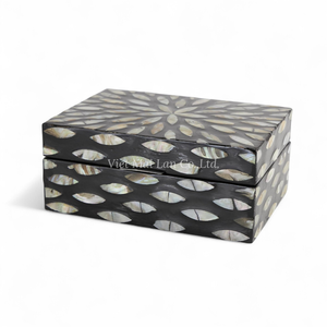 Boîte à bijoux décorative moderne de luxe en nacre, incrustation artisanale de coquillages, rangement d'accent pour la décoration intérieure - Product Image 6