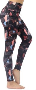 Mallas de yoga estampadas ecológicas de cintura alta ultrasuaves personalizadas, pantalones de entrenamiento de compresión sin costuras con bolsillos, cintura elástica - Product Image 2