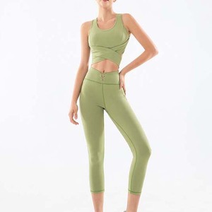 Ensemble de Sport respirant à séchage rapide pour femme, deux pièces, soutien-gorge de Fitness et pantalon, taille haute, Scrunch fesses, Leggings de gymnastique - Product Image 6