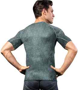 T-shirt de compression athlétique à manches courtes pour homme, en spandex/polyester, sans couture, respirant, séchage rapide, ajusté, pour la salle de sport et le fitness - Product Image 4
