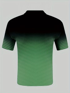 เสื้อโปโลแขนสั้นผู้ชายลายจุดสีเขียวไล่เฉดดำ สไตล์ลำลอง ระบายอากาศได้ดี ทรงปกติ - Product Image 2