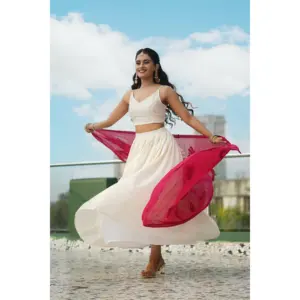 <b>Blush</b> White Cotton Women's Lehenga Set - Product Image 4