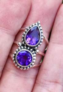 Anillo de Amatista, Plata de Ley 925 Maciza, Piedra Preciosa Natural, Joyería Moderna con Engaste de Bisel para Bodas y Fiestas - Product Image 5