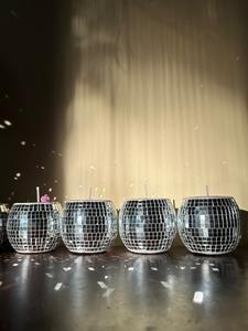 Porte-bougie en verre mosaïque coloré romantique, style disco, pour bougie chauffe-plat, décoration de mariage et de fête - Product Image 2