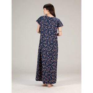 Evolove Women's Floral Loose Fit Cotton Maxi Nightgown with Button V-Neck Super Soft All Over Printed Sleepwear - Product Image 4