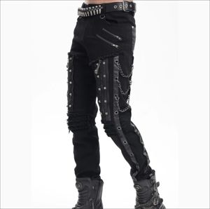 Style gothique personnalisé jambe droite Denim pantalon rétro Hip Hop Streetwear pour hommes et femmes décontracté taille coupe ample - Product Image 5