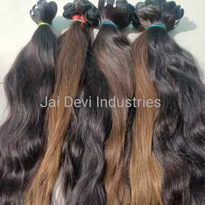 100% Extensión de cabello humano indio virgen Cabello liso natural Extensiones de cabello con clip de un donante - Product Image 5