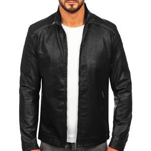 เสื้อแจ็กเก็ตหนังสำหรับผู้ชายเสื้อแจ็คเก็ตหนังสไตล์สตรีทแขน100% - Product Image 1