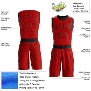 Uniforme d'équipe personnalisé OEM Maillot de basket-ball rouge respirant Ensemble chemise et short 2 pièces Short de haute qualité à sublimation personnalisée Laker - Product Image 2