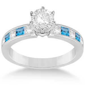 ชุดเครื่องประดับเจ้าสาวทองคำขาว 14K ประดับด้วยบลูโทแพซทรงช่อง 1.30 กะรัต และเพชร เครื่องประดับหรูหราสำหรับงานแต่งงาน - Product Image 2