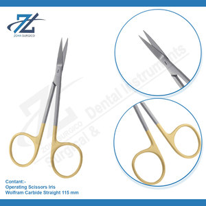 Tijeras de operación Iris Manual de acero inoxidable recto 11,5 cm Tc insertos CE certificado Clase I fabricante Pakistán - Product Image 3