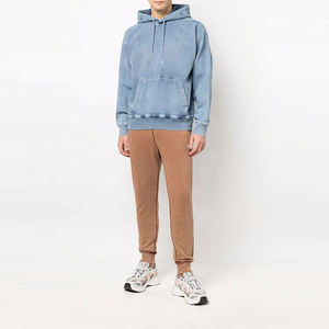 ผู้ผลิตขายส่งเสื้อฮู้ดดี้ผู้ชายผ้าฝ้าย 100% แบบครอปพิมพ์ลายตามสั่ง ขอบตัดพอง ตะเข็บดิบ ย้อมสีพื้น มีกระเป๋า เหมาะสำหรับฤดูหนาว - Product Image 2