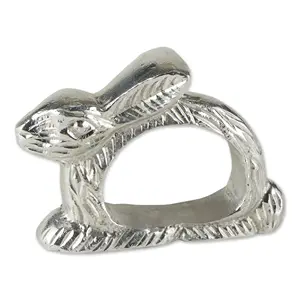 趋势奢华设计批发从印度进口，价格最低的银色兔子餐巾戒指，用于婚礼和派对