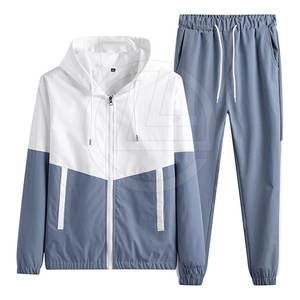 Ensemble coupe-vent deux pièces pour hommes avec ajustement confortable et poches sécurisées Streetwear Windbreaker Suit - Product Image 1