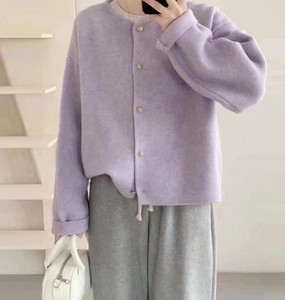 Suéter versátil de algodón 100% de un solo pecho para mujer, botón bordado, tejido holgado para invierno, ropa informal, frente sólido - Product Image 2