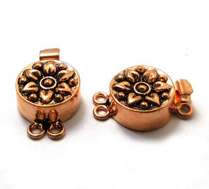 Cierre de caja floral de 25X16X7MM para una sola hebra y 3 hebras, joyería chapada en cobre oxidado, chapado en oro de 18 quilates B204 - Product Image 2