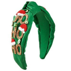 Bandeau de cheveux de Noël festif brodé de perles pour femmes, bandeau de cheveux de Noël luxueux orné de perles de graines, vente en gros - Product Image 4