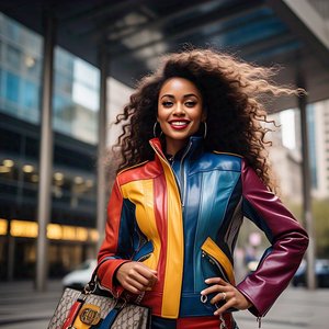 เสื้อแจ็กเก็ตหนัง PU สำหรับผู้หญิงเสื้อคลุมหนังมีกระเป๋าสไตล์สตรีทสไตล์แฟชั่น - Product Image 5