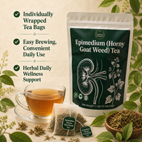 Epimedium Horny Goat Weed Teebeutel für Männliche Leistung, Ausdauer, Energie, Vitalität, Nierenunterstützung, Libido, Vegan, 1,3g, 12 Stück