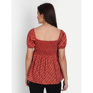 Women's Casual <b>Top</b> Maroon Cotton Stripe Print Slimming Poplin Satin Chiffon Available XL 4XL for Spring Summer Autumn Outwear - Product Image 4