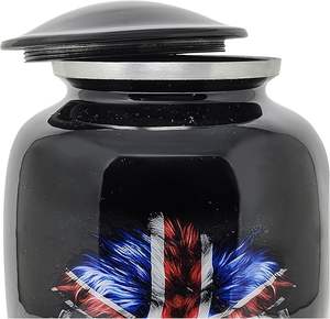 Urne commémorative en laiton émaillé drapeau britannique pour cendres adultes crémation patriotique conteneur funéraire Style américain en gros - Product Image 3