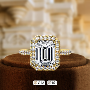 Anillo de compromiso con diamante cultivado en laboratorio de 1 quilate, anillo de boda con corte esmeralda y pavé, certificado IGI, oro blanco de 14k, el mejor regalo para ella en su día especial. - Product Image 3