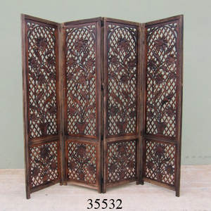 Écran séparateur de pièce en bois à 4 panneaux Design vintage diviseur de pièce en bois écran de confidentialité en bois produit décoratif pour la maison - Product Image 5