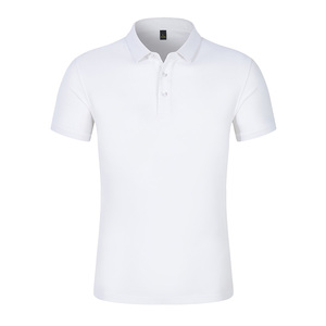 เสื้อโปโลผ้าคอตตอนโพลีเอสเตอร์สีขาวสำหรับผู้ชายดีไซน์แขนสั้นลำลองพิมพ์ลายและโลโก้ตามสั่ง - Product Image 1