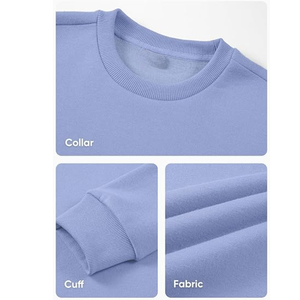 Sweat-shirt ample à col rond de couleur unie et à manches longues pour homme, personnalisé directement des pulls en tissu imprimé d'usine - Product Image 6