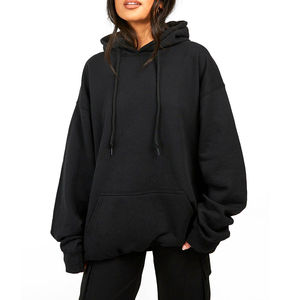 2025 llegada sólido de gran tamaño Drop Shoulder Hoodies para mujeres 100% Material de algodón suave y cómodo Impresión de logotipo personalizado - Product Image 1