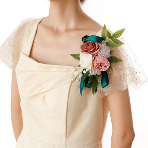Style coréen mariage mariée épaule corsage <span class=keywords><strong>demoiselle</strong></span> <span class=keywords><strong>d</strong></span>'<span class=keywords><strong>honneur</strong></span> bal <span class=keywords><strong>robe</strong></span> de soirée accessoires artificielle Rose fleurs pour les femmes - Product Image 4