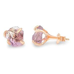 Boucles d'oreilles amétrine 5-7mm de style classique faites à la main en or rose bijoux de naissance de novembre cadeau pour les femmes - Product Image 1