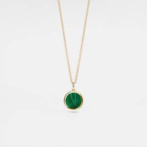 Collier avec médaillon photo rond en malachite, argent sterling 925, plaqué or 14 carats, petit bijou personnalisé avec photo, cadeau d'amitié - Product Image 6