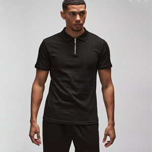 Polo homme noir slim fit personnalisé avec broderie, coupe classique, respirant, séchage rapide, en coton, style streetwear - Product Image 1
