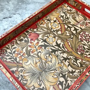 Meenakaari mejor diseño bandeja de madera dorada forma rectangular para la decoración del hogar y la cocina para boda desayuno almuerzo Cena - Product Image 1