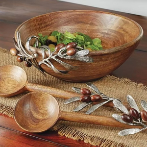 Bols de service en bois de grande capacité avec un artisanat élégant adapté aux dîners et aux célébrations - Product Image 1