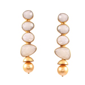 Pendientes de Plata de Ley 925 con Incrustaciones de Piedras Preciosas, Chapados en Oro, con Piedra Lunar Arcoíris, para Regalos de Boda y Fiesta - Product Image 1