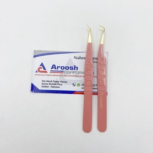 Pince à épiler pêche à 45 degrés en acier inoxydable de haute qualité à pointe dorée Extension de cils Vente en gros durable - Product Image 3