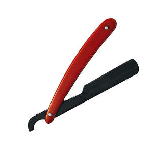 Cuchillos de afeitar plegables de una sola hoja roja Maquinillas de afeitar de salón para hombres con mango de plástico Cuchillos de afeitar plegables coloridos - Product Image 2