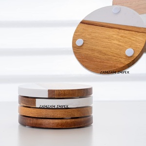 Ensemble de sous-verres en bois de marbre et d'acacia fabriqués à la main tapis de boisson en matériaux mixtes élégants pour la maison, le bureau et les cadeaux - Product Image 3