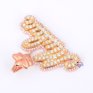 Joyería de lujo atemporal, colgante personalizado minimalista de oro rosa de 14 quilates con diamante cultivado en laboratorio para Mew o mujer - Product Image 3