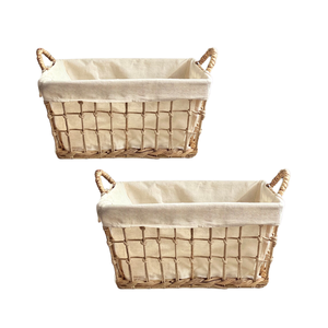 PANIER DE RANGEMENT polyvalent en rotin de jonc de mer en bambou HYACINTHE D'EAU avec doublure amovible en coton Solution de rangement écologique - Product Image 1