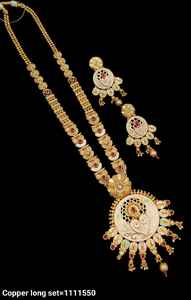 <b>INDIAN</b> TRADITIONAL and FASHIONABLE COPPER <b>JEWELLERY</b> BRIDAL WEDDING <b>JEWELLERY</b> <b>SET</b> for WOMEN EARRINGS and NECKLACE <b>SET</b> - Product Image 2